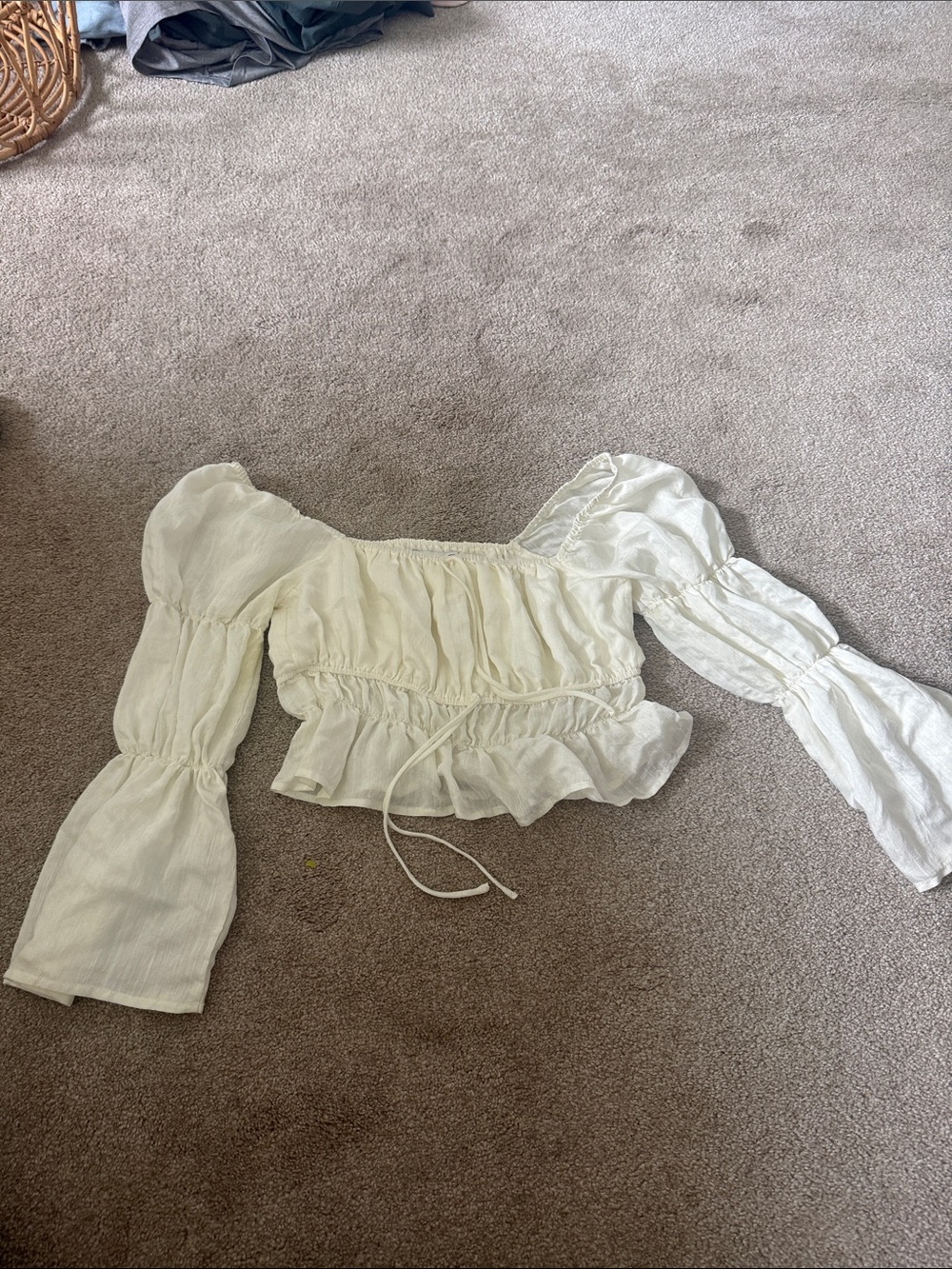 Lush Cream Off-Shoulder Ruffle Peasant Top